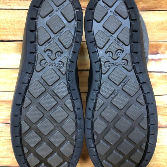 CROCS Black & Gray Quilted Design Rain Boots Faux Fur Trim Womens 7 (c7h) - Picture 7 of 10